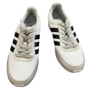 adidas White Sneakers with Black Stripes - Women's Casual Trainers